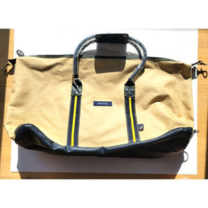 NAUTICA Voyage Canvas Duffle Bag Tan Travel Weekender Shoulder Strap NWT 25x13x6